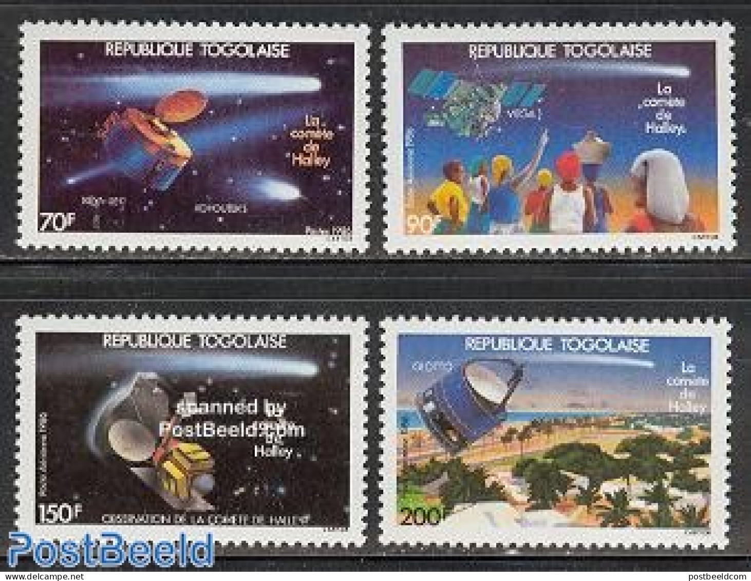 Togo 1986 Halleys Comet 4v, Mint NH, Science - Transport - Astronomy - Space Exploration - Halley's Comet - Astrologia