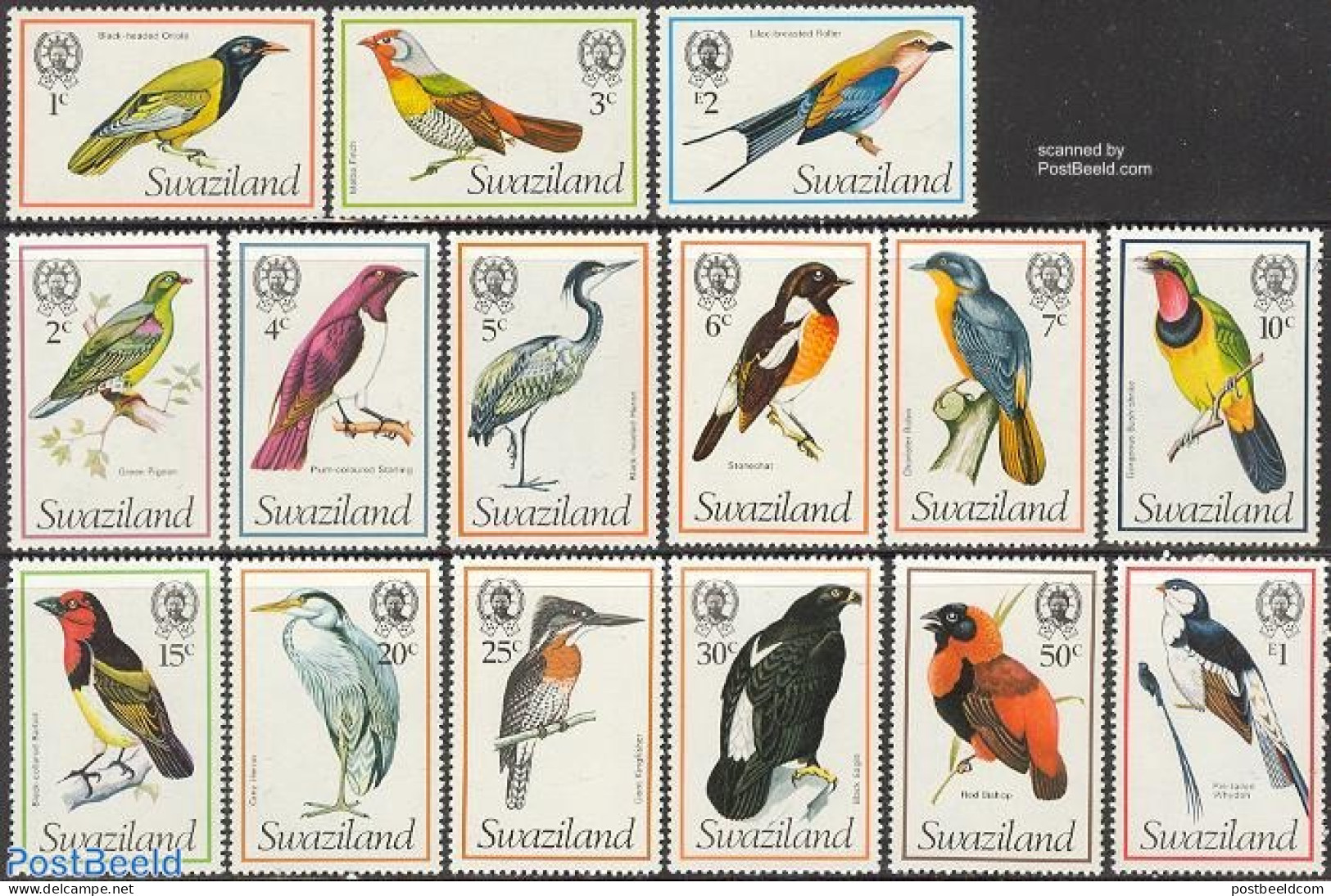 Eswatini/Swaziland 1976 Definitives, Birds 15v, Mint NH, Nature - Birds - Kingfishers - Swaziland (1968-...)