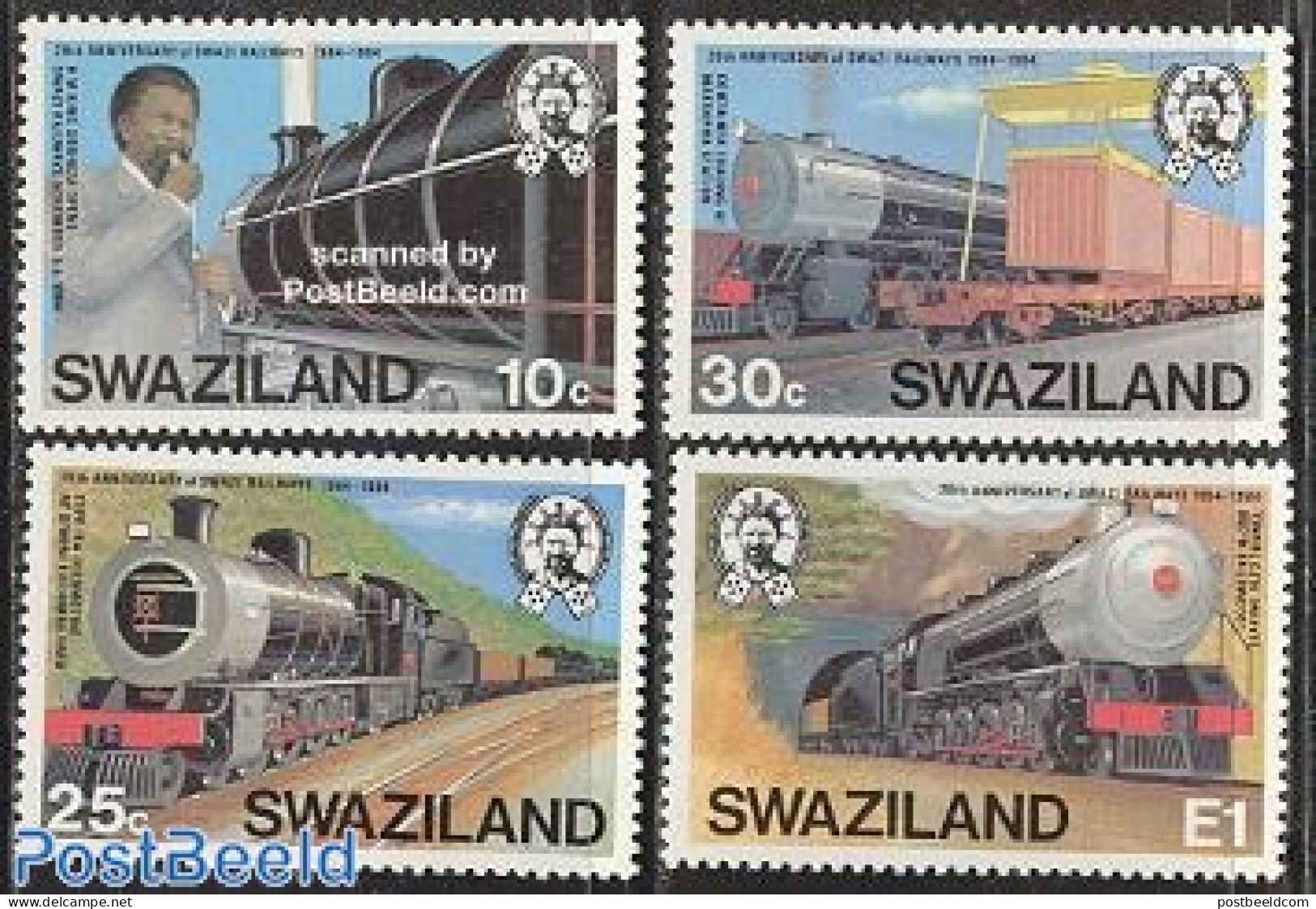 Eswatini/Swaziland 1984 Railways 4v, Mint NH, Transport - Railways - Trains