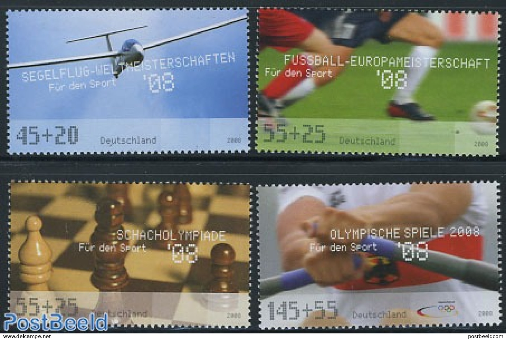 Germany, Federal Republic 2008 Sports 4v, Mint NH, History - Sport - Transport - Europa Hang-on Issues - Chess - Footb.. - Ungebraucht