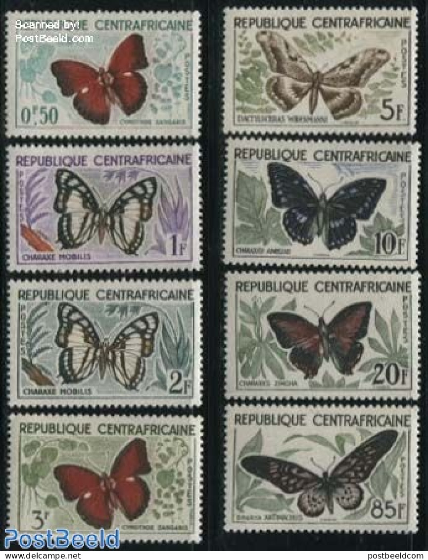 Central Africa 1960 Butterflies 8v, Mint NH, Nature - Butterflies - Central African Republic