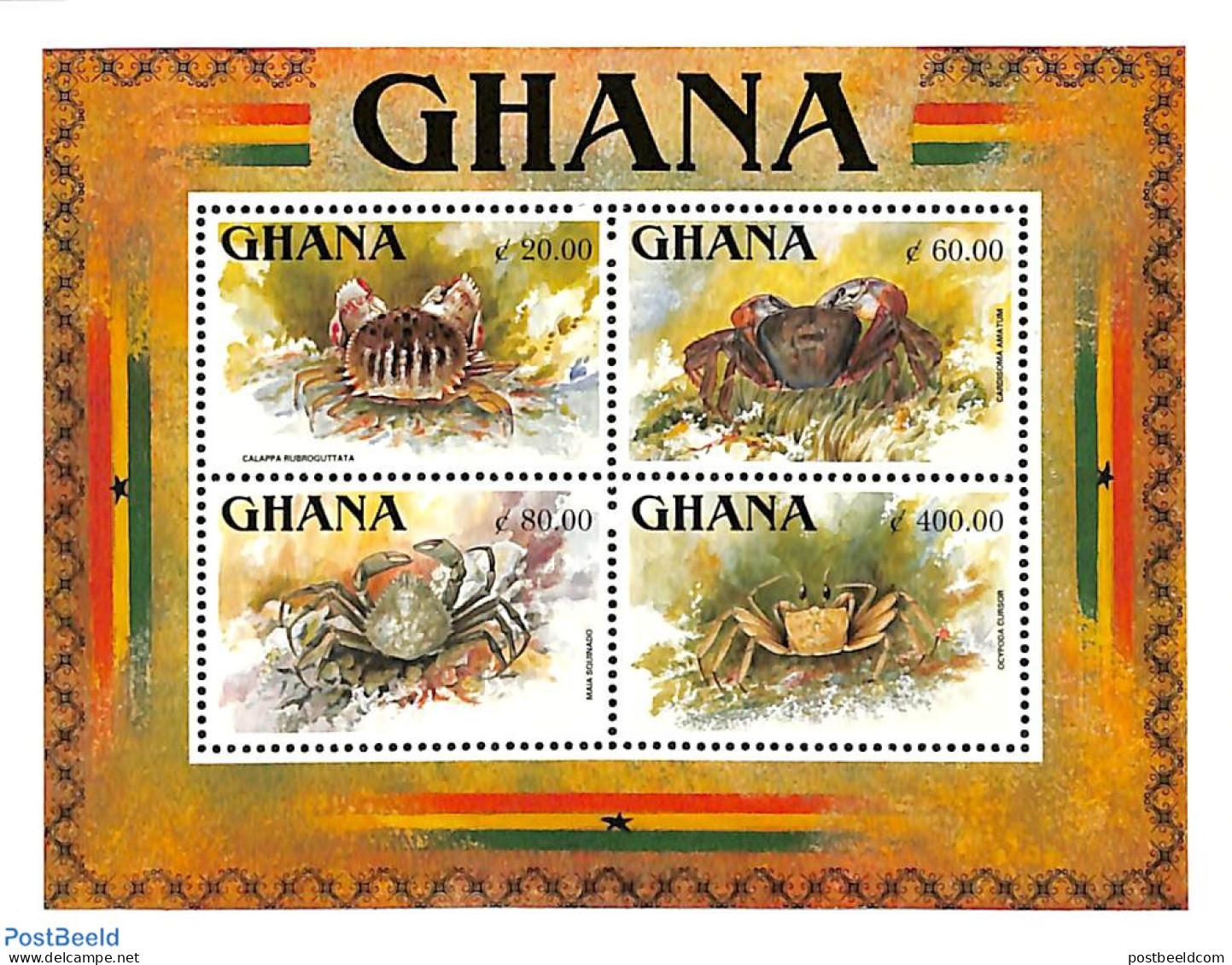 Ghana 1993 Crabs S/s, Mint NH, Nature - Shells & Crustaceans - Crabs And Lobsters - Vita Acquatica