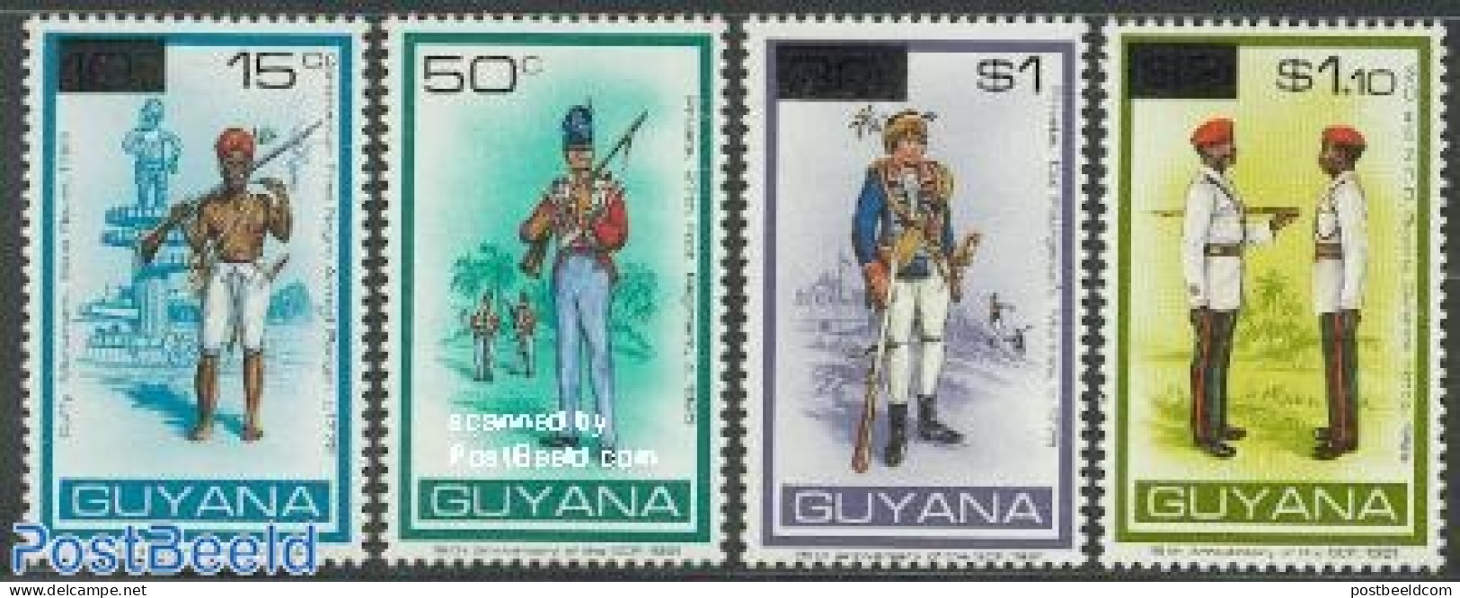Guyana 1981 Army, 16th Anniversary 4v, Mint NH, Various - Uniforms - Costumi
