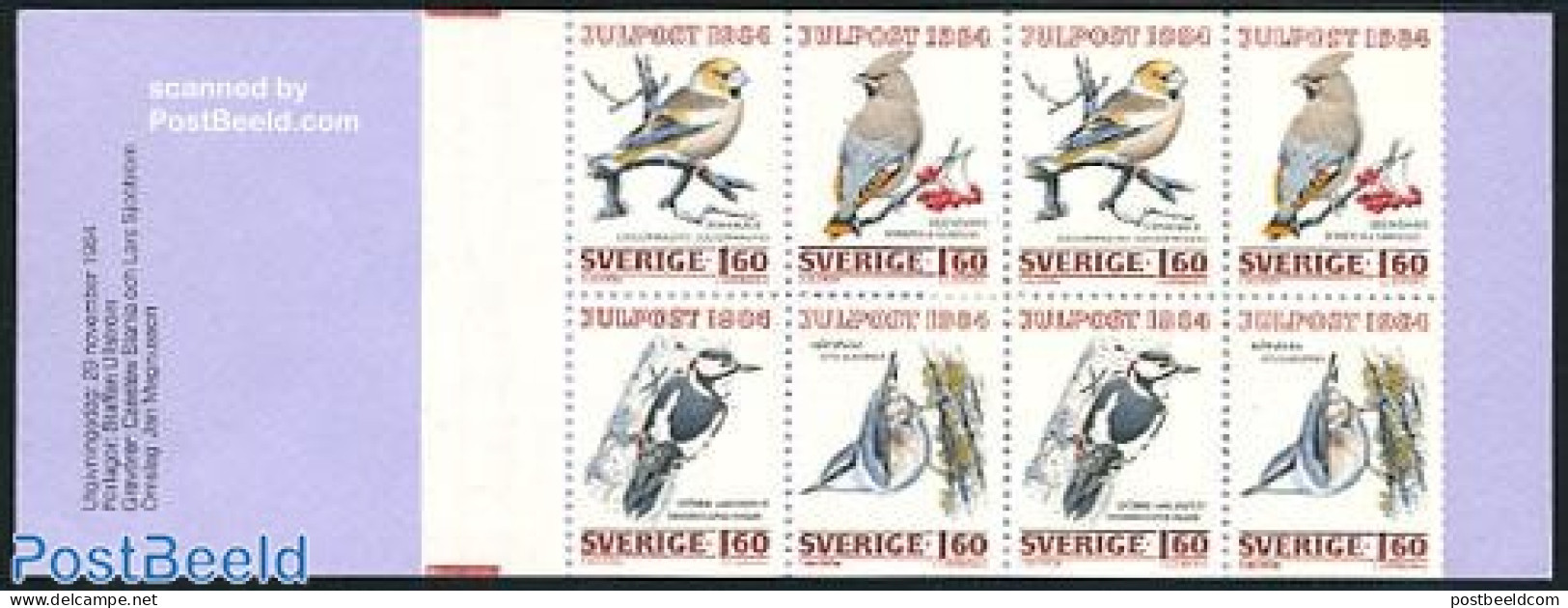 Sweden 1984 Christmas Booklet, Mint NH, Nature - Religion - Birds - Christmas - Stamp Booklets - Woodpeckers - Ongebruikt