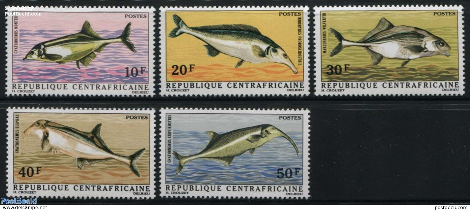 Central Africa 1971 Fish 5v, Mint NH, Nature - Fish - Poissons