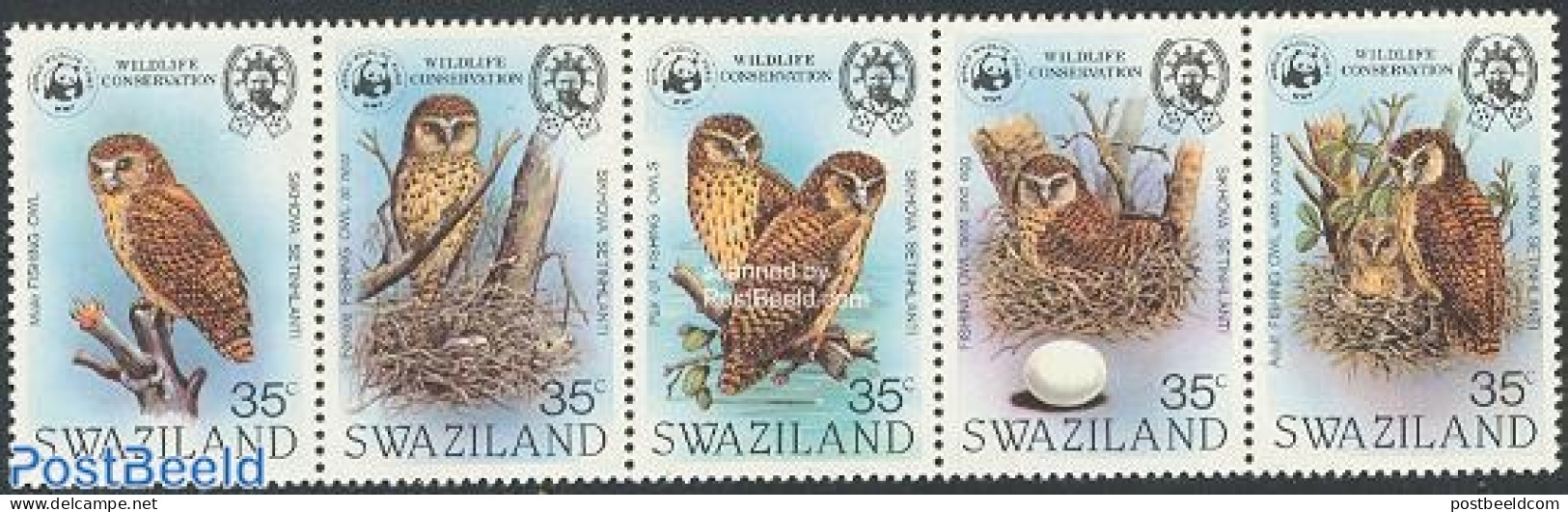 Eswatini/Swaziland 1982 WWF/Fish Owl 5v [::::], Mint NH, Nature - Birds - Owls - World Wildlife Fund (WWF) - Swaziland (1968-...)