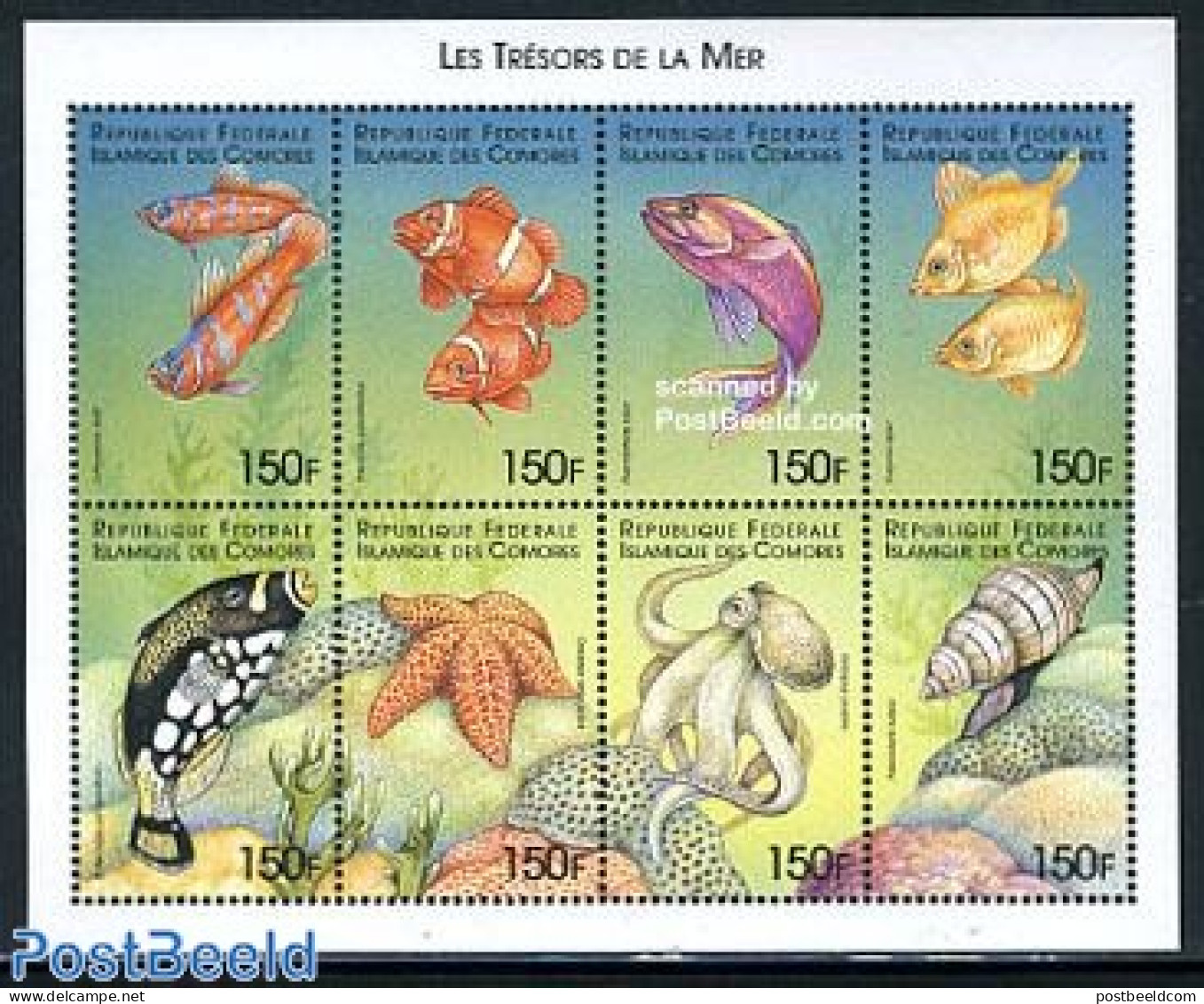 Comoros 1999 Marine Life 8v M/s, Lythrypnus Dalli, Mint NH, Nature - Fish - Fische