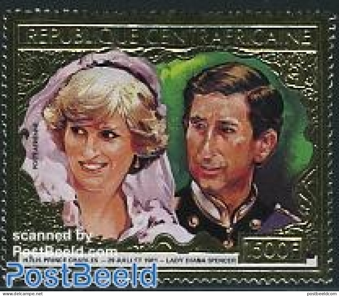 Central Africa 1981 Charles & Diana Wedding 1v, Gold, Mint NH, History - Charles & Diana - Kings & Queens (Royalty) - Royalties, Royals