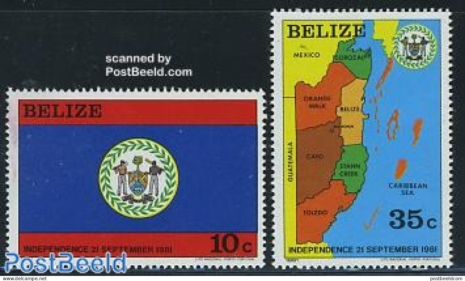 Belize/British Honduras 1982 Independence 2v, Mint NH, History - Various - Coat Of Arms - Maps - Geography