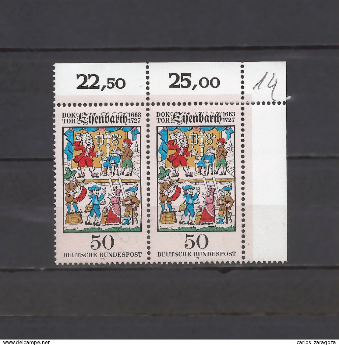 ALEMANIA 1977. Eisenbarth Mi 953,YT 800,SG #1843,Sc #1264. GERMANY Block MNH Stamps - Unused Stamps