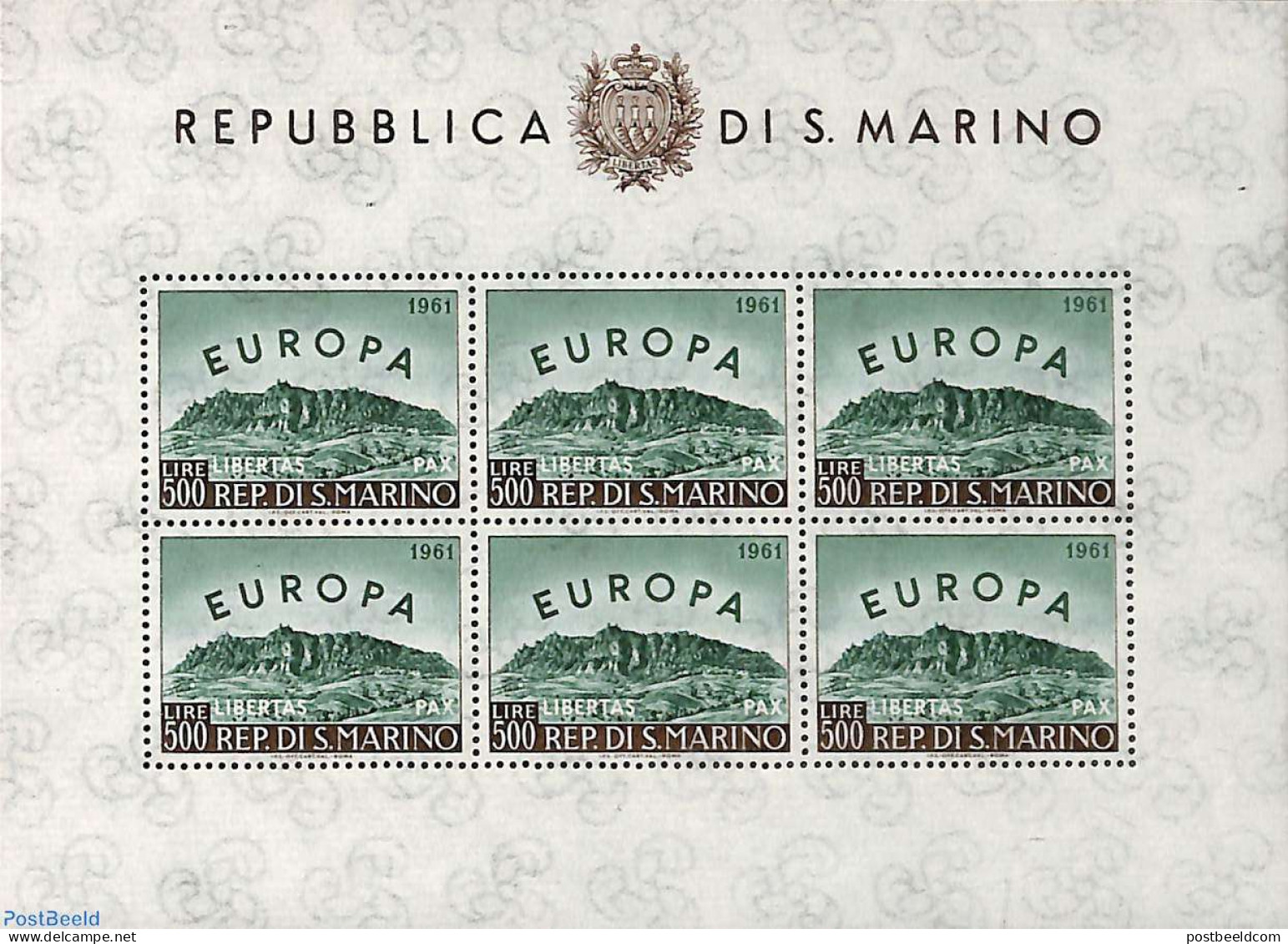 San Marino 1961 Europa CEPT M/s (with 6 Stamps), Mint NH, History - Europa (cept) - Ungebraucht