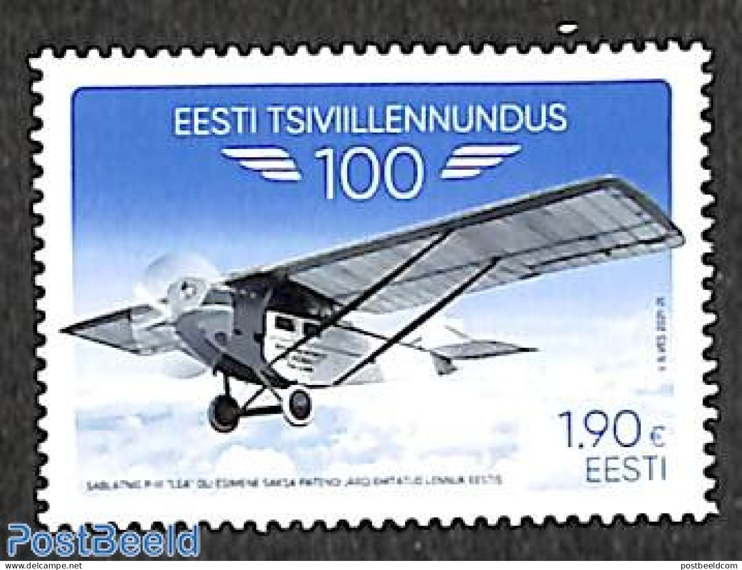 Estonia 2021 100 Years Civil Aviation 1v, Mint NH, Transport - Aircraft & Aviation - Aerei