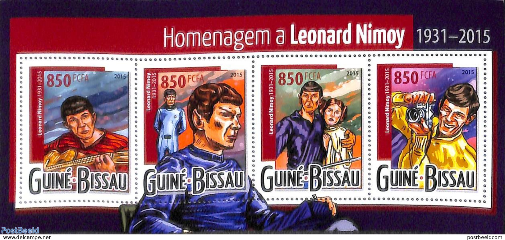 Guinea Bissau 2015 Leonard Nimoy 4v M/s, Mint NH, Performance Art - Movie Stars - Music - Art - Photography - Science .. - Acteurs