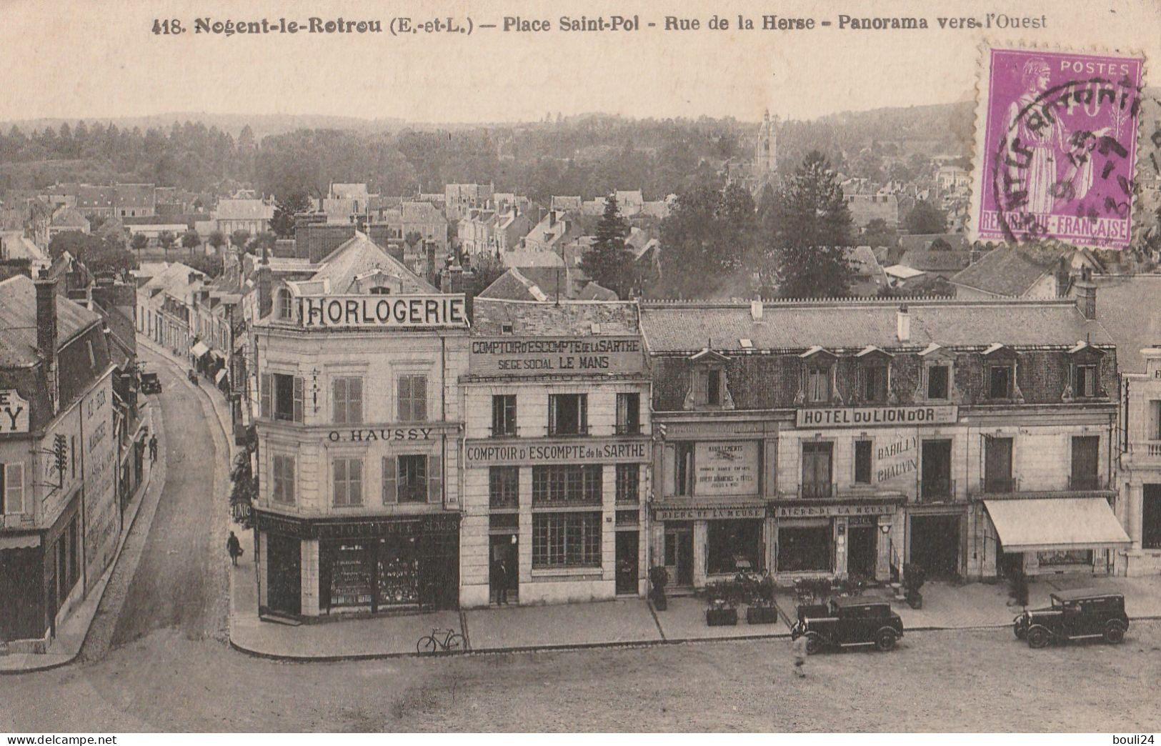 BE23  -  NOGENT LE ROTROU   PLACE SAINT POL RU DE LA HERSE PANORAMA VERS L'OUEST  CPA  CIRCULEE - Nogent Le Rotrou