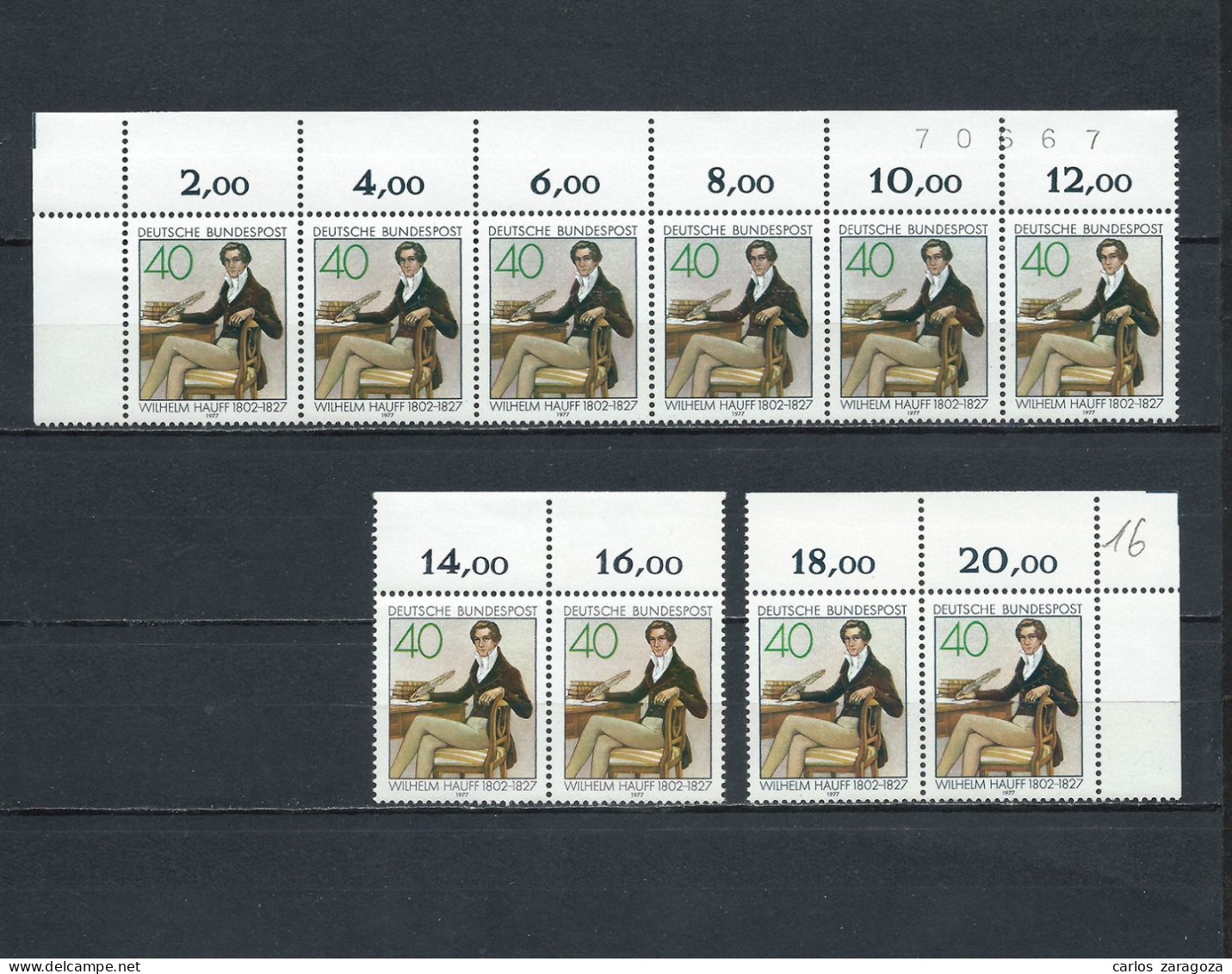 ALEMANIA 1977. Wilhelm Hauff Mi 954,YT 801,SG #1844,Sc #1263. GERMANY X10 MNH Stamps - Unused Stamps