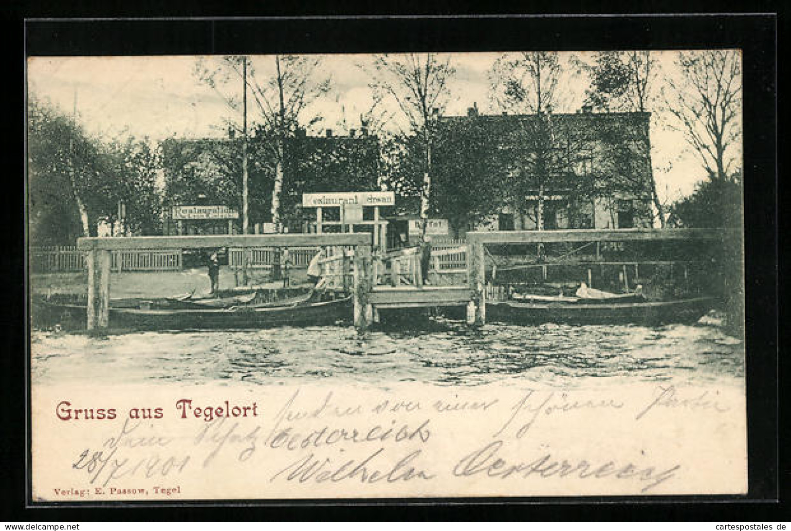 AK Berlin-Tegel, Tegelort, Restaurant Schwan, Vom Wasser Gesehen  - Tegel