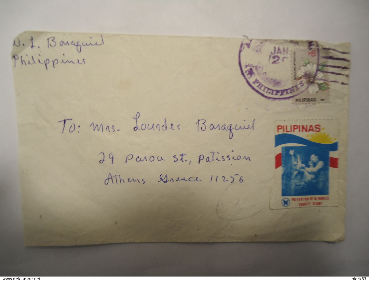 PHILIPPINES  COVER  POSTED GREECE - Filippijnen