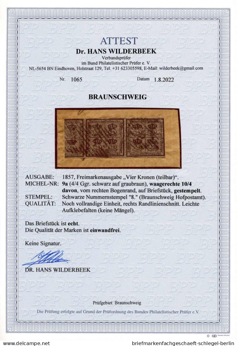 Altdeutschland Braunschweig, 1857, 9 A (10/4), Briefstück - Braunschweig