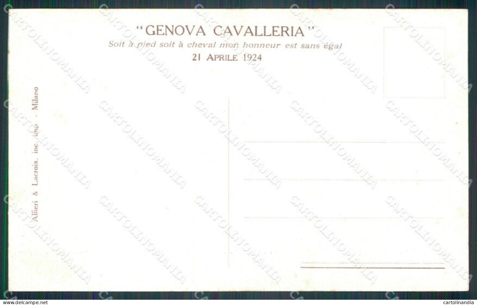 Militari Genova Cavalleria 1924 Bricchetto Cartolina XF6819 - Other & Unclassified