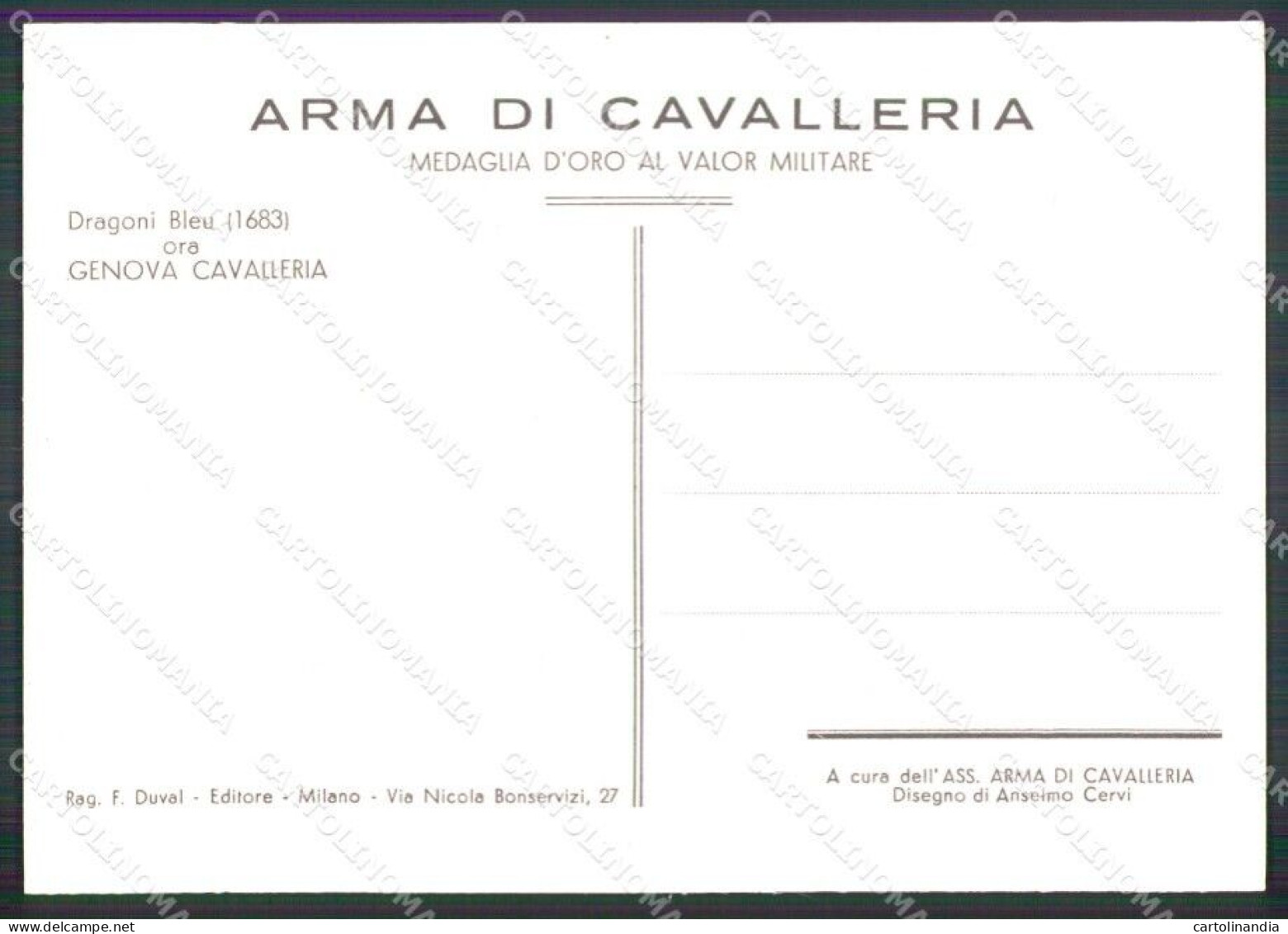 Militari Arma Di Cavalleria Genova Dragoni Bleu Cervi FG Cartolina XF7406 - Otros & Sin Clasificación