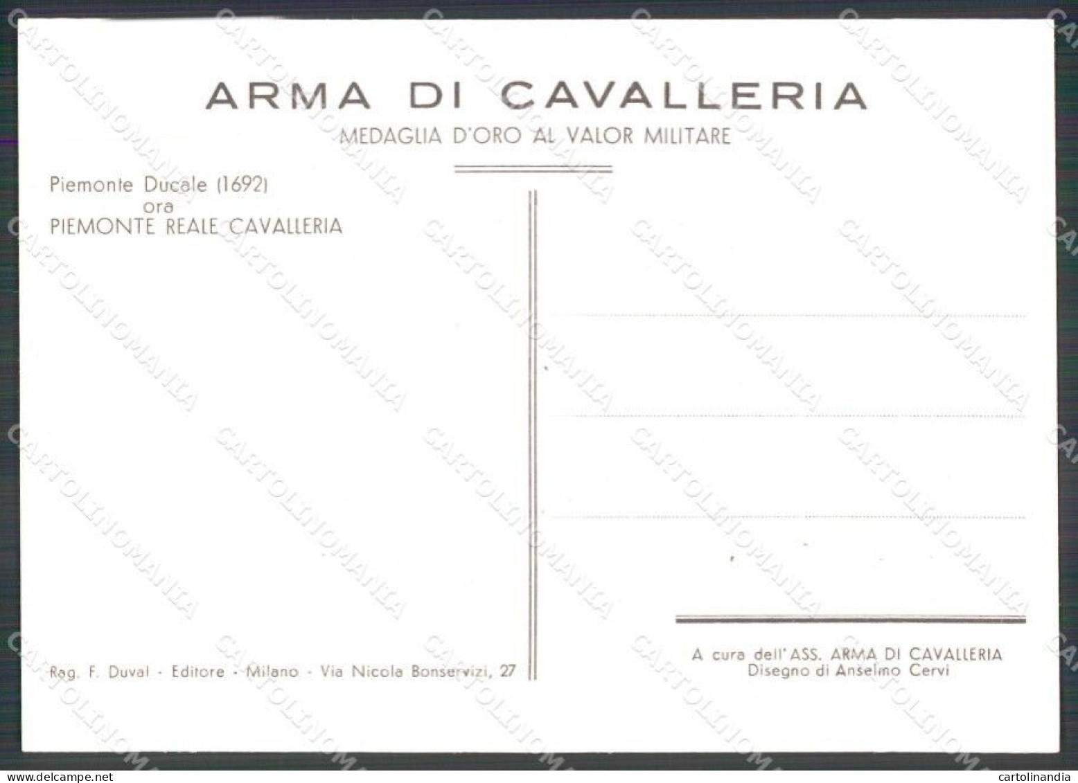 Militari Arma Di Cavalleria Piemonte Reale Cervi FG Cartolina XF7403 - Otros & Sin Clasificación