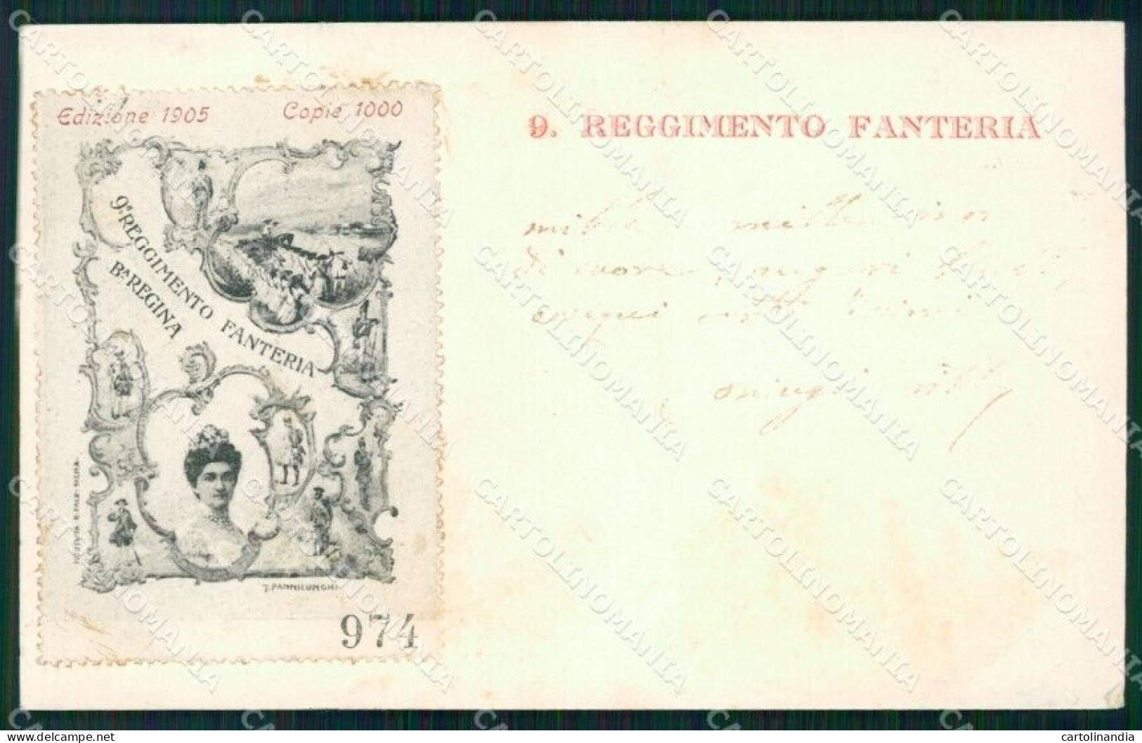 Militari IX° Reggimento Fanteria 1905 Serie 974/1000 Cartolina XF4333 - Reggimenti