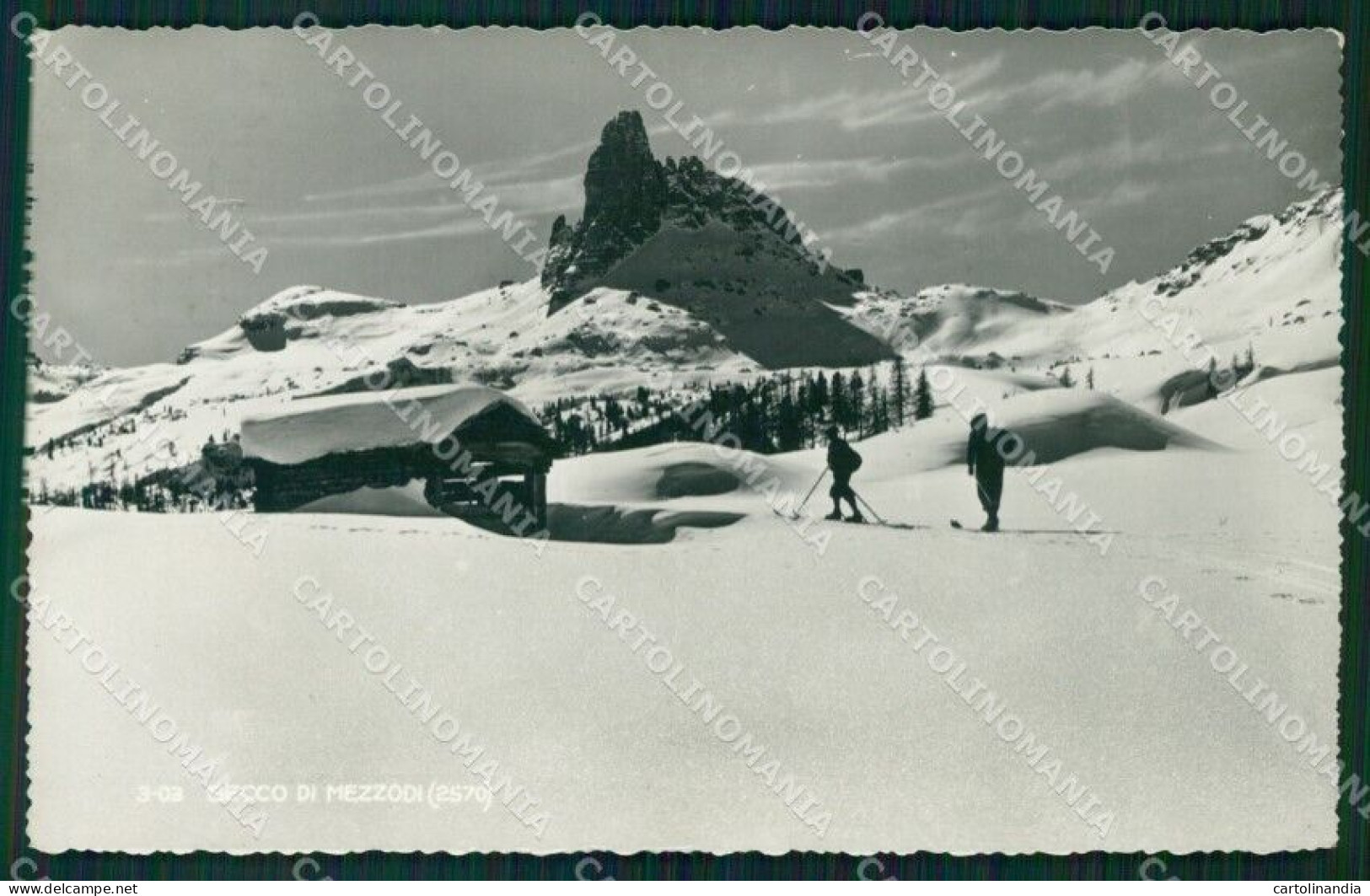 Belluno Cortina D'Ampezzo Becco Di Mezzodì Nevicata Sci Foto Cartolina VK0184 - Belluno