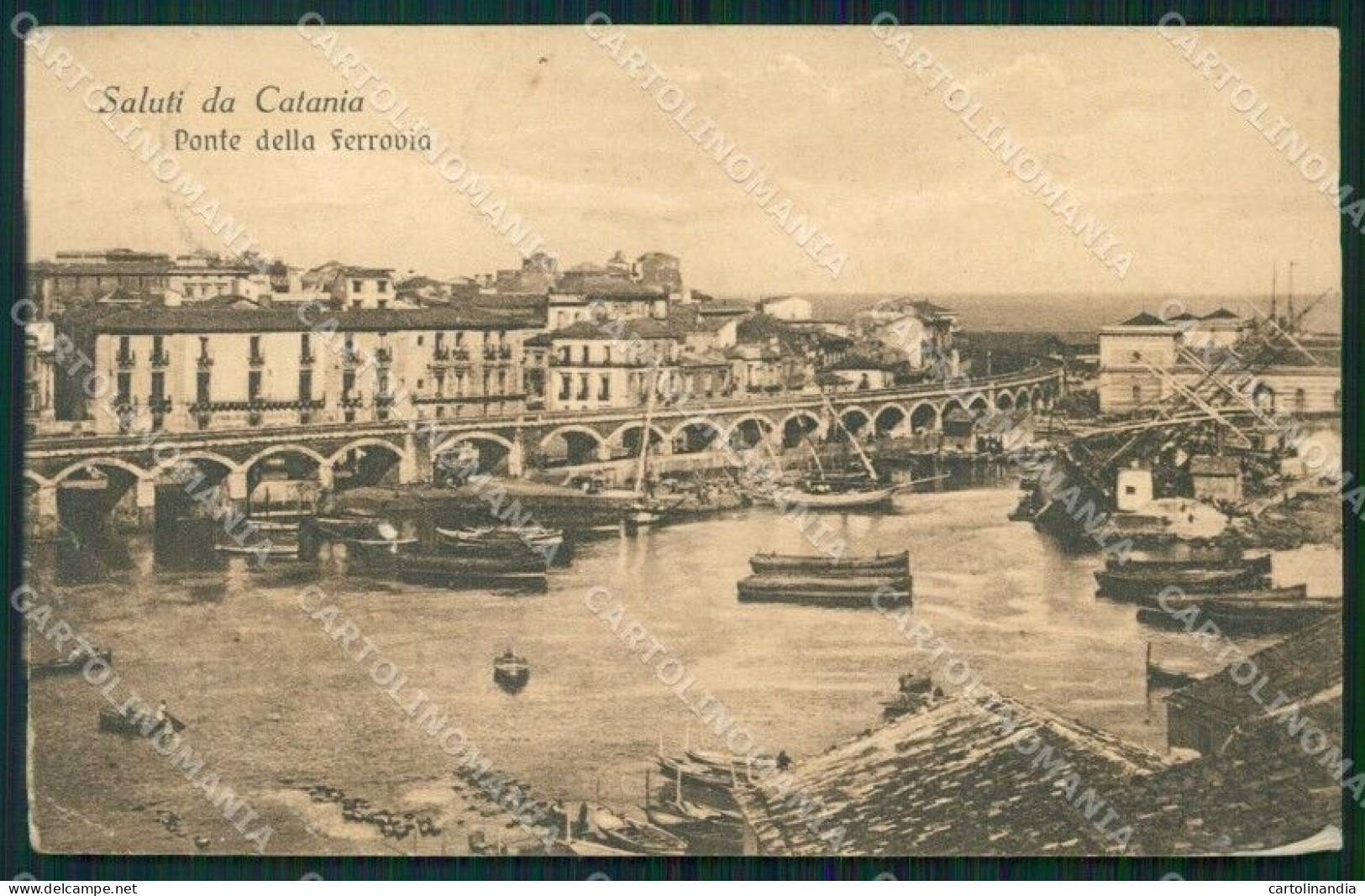 Catania Città Ponte Della Ferrovia PIEGHE RIFILATA Cartolina VK0379 - Catania