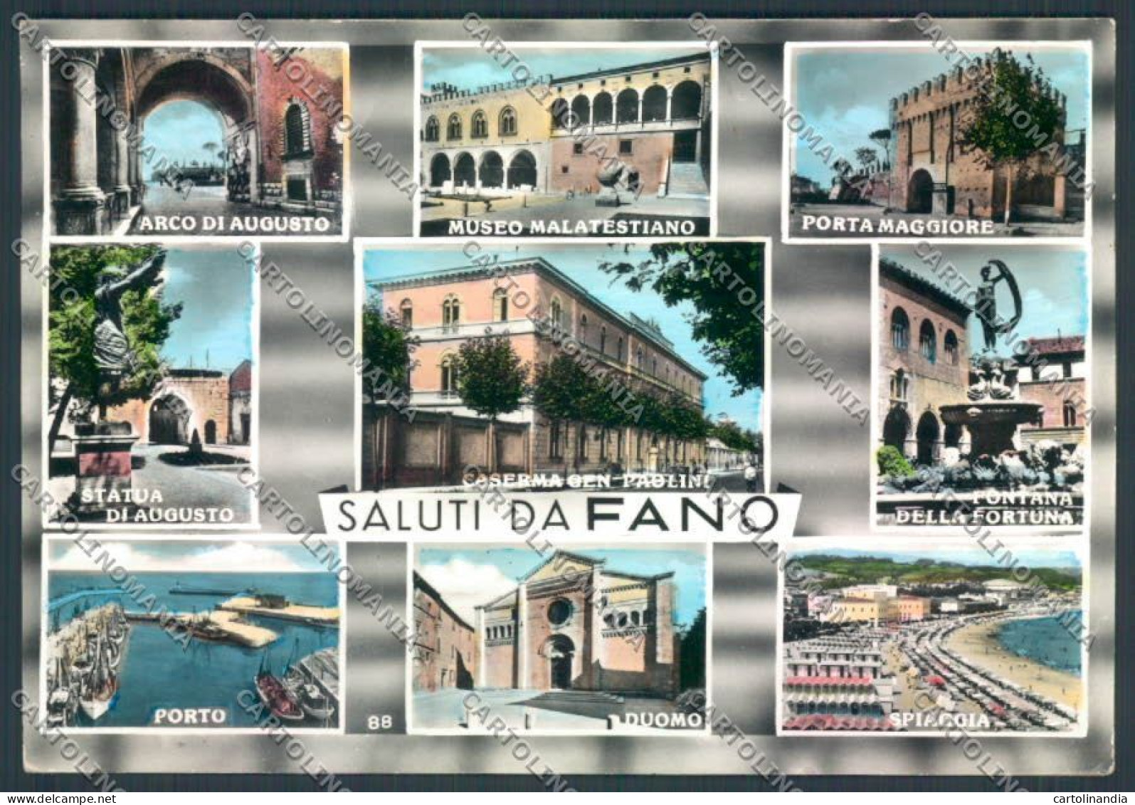 Pesaro Fano Saluti Da Foto FG Cartolina ZF6736 - Pesaro
