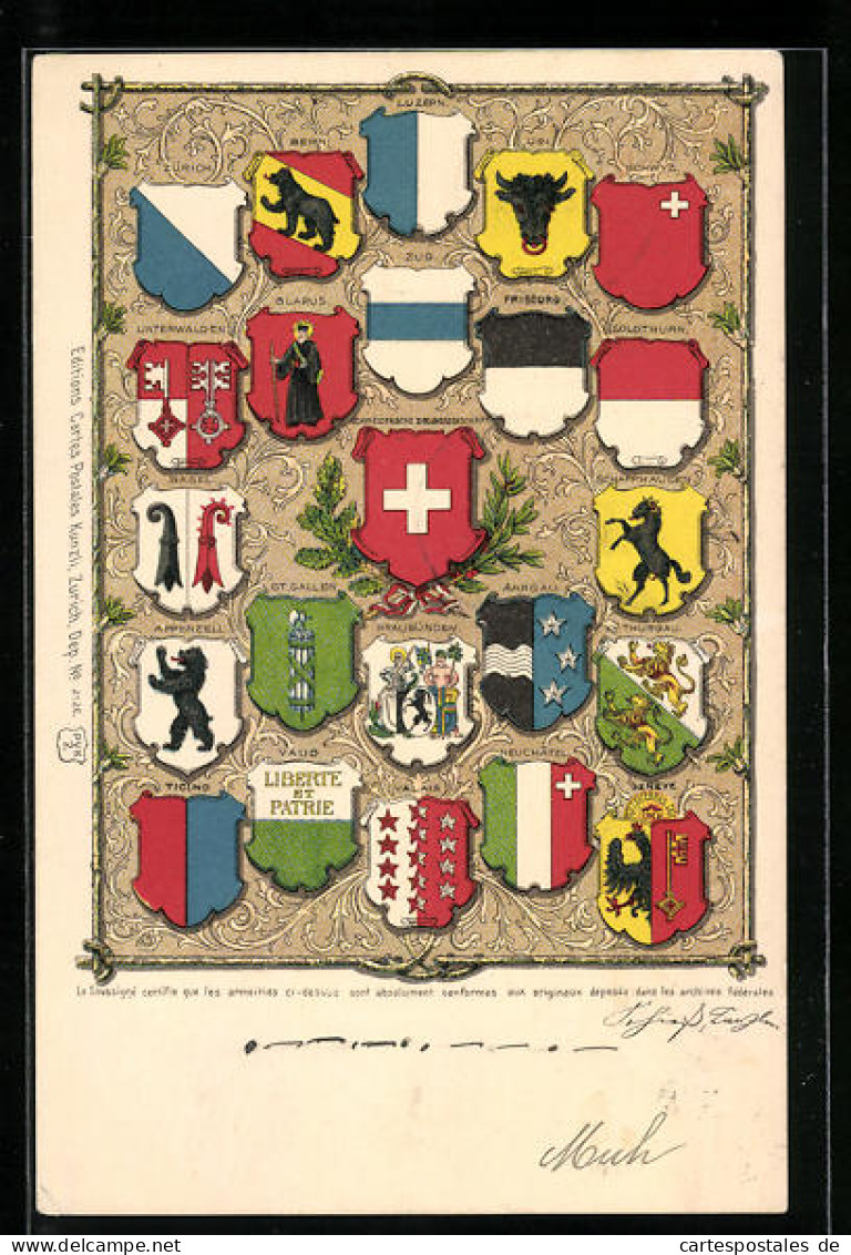 AK Wappen Von Luzern, Graubünden, Aargau  - Genealogía