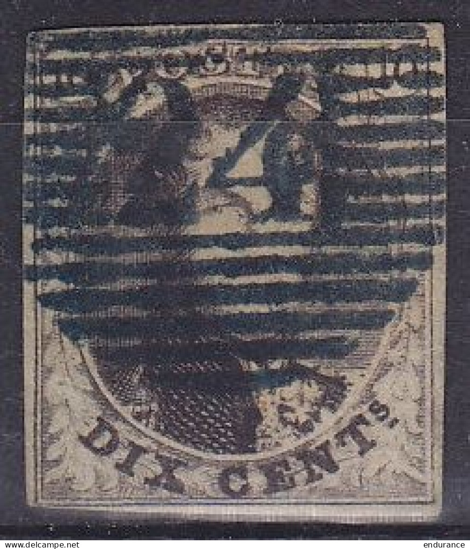 Belgique - N°6 - Médaillon 10c Brun Oblit. Bleue D24 BRUXELLES - 1851-1857 Medallones (6/8)