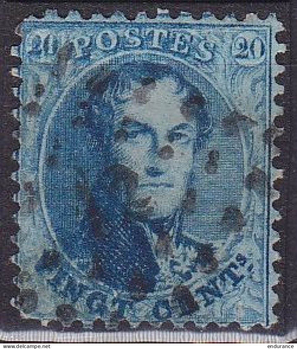 Belgique - N°15A - 20c Bleu Impression Double Médaillon Dentelé Oblit - 1863-1864 Medallions (13/16)