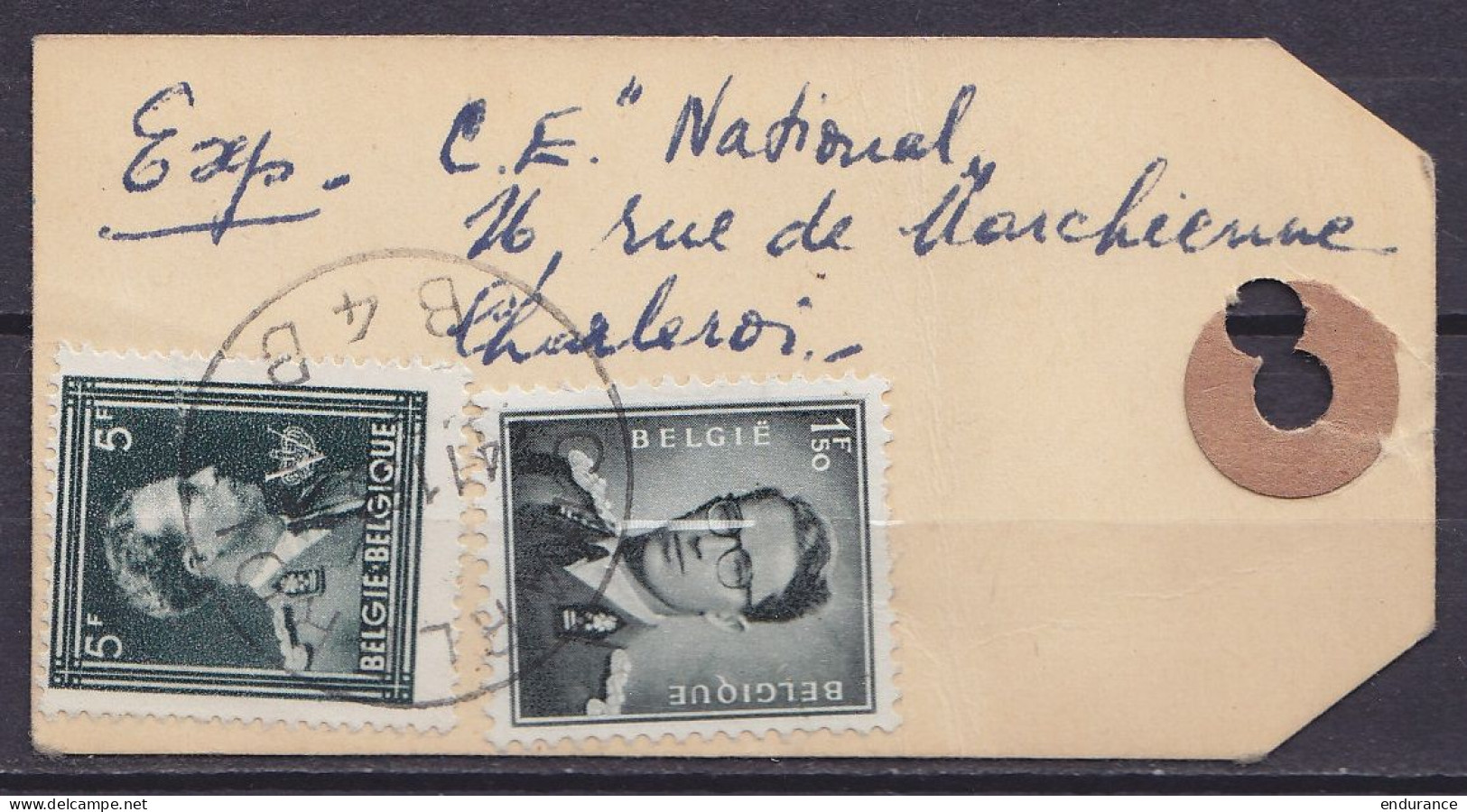 Etiquette De Sac Contre-remboursement Affr. N°696+924 Càd CHARLEROI 4B /24-11/1953 Pour CHATELET - 1953-1972 Lunettes
