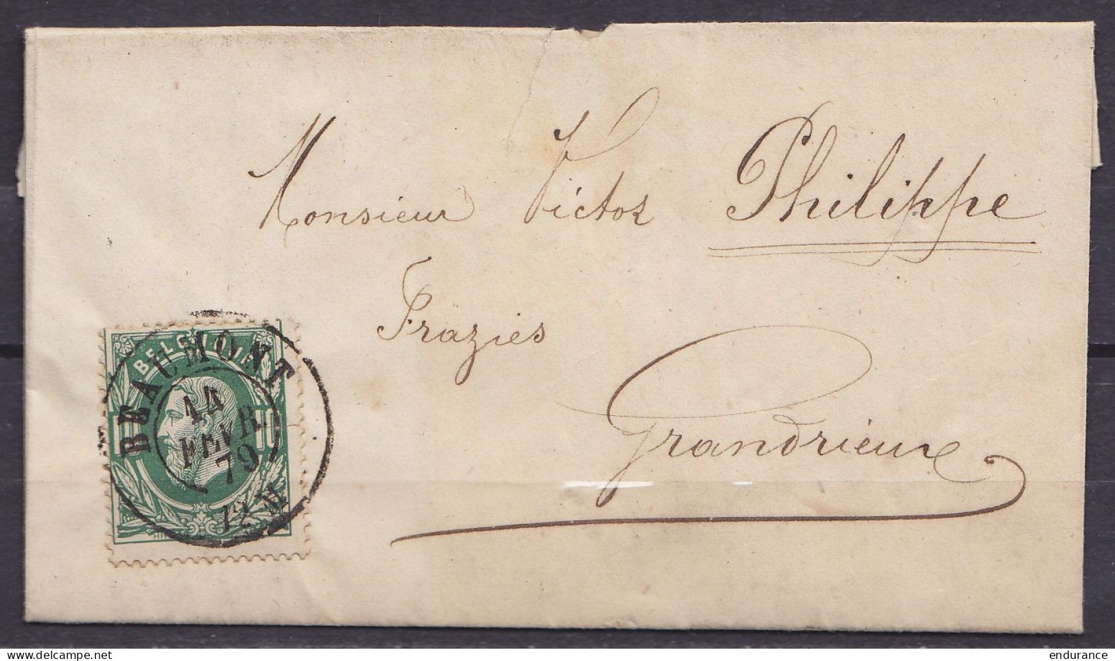 L. Affr. N°30 Càd BEAUMONT /14 FEVR 1879 Pour GRANDRIEUX - 1869-1883 Leopoldo II