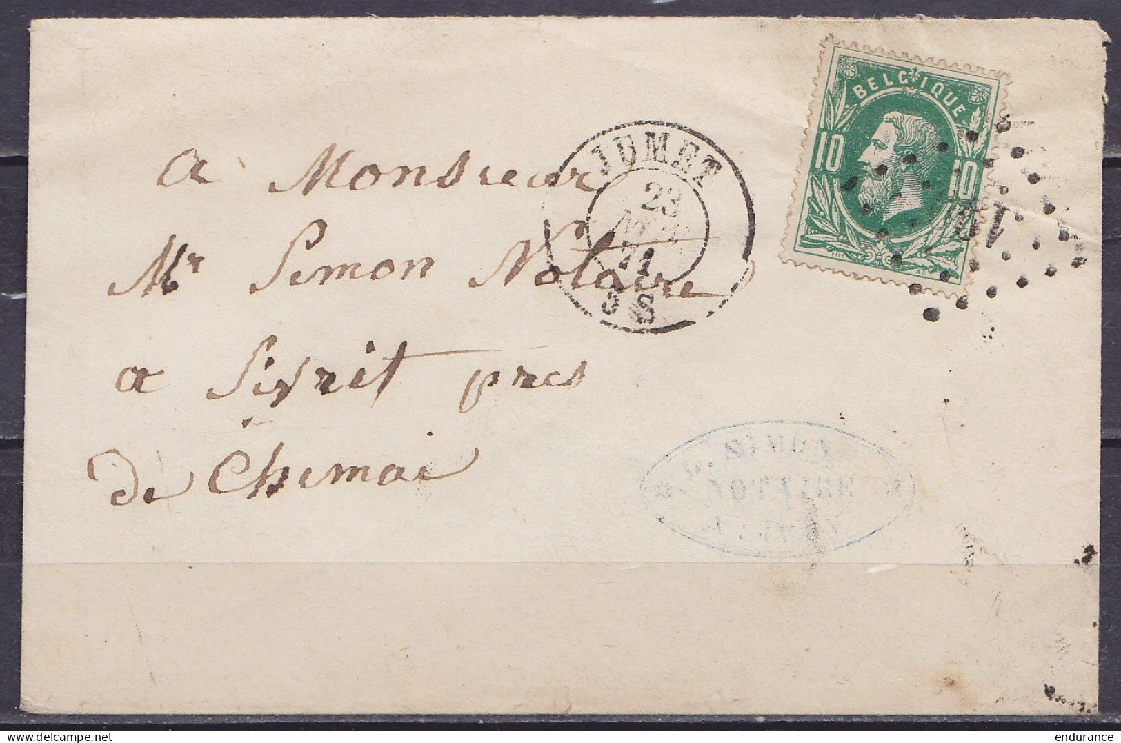 L. Affr. N°30 Lpts "199" Càd JUMET /23 AVR 1871 Pour SIVRIT (Sivry) Pres De Chimai (Chimay) (au Dos: Càd Arrivée SIVRY) - 1869-1883 Leopold II.