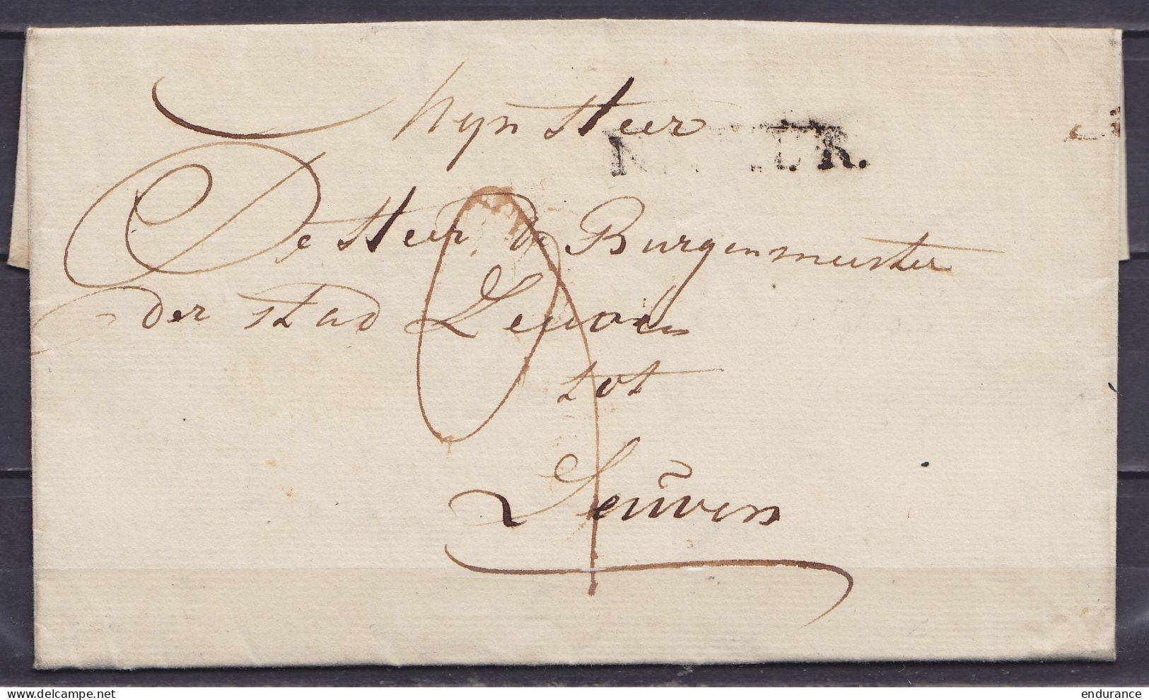 L. En Allemand Datée 16 Novembre 1814 Du Kapitan Siborgh (Prussien) à NAMEN Pour LEUVEN - Griffe "NAMUR" - Port "3" ? - 1794-1814 (Periodo Frances)