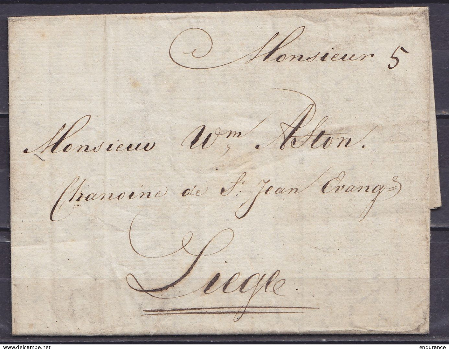 L. Datée 19 Juillet 1785 De AMSTERDAM Pour Chanoine De St-Jean Evang. À LIEGE - Port "5" - 1714-1794 (Pays-Bas Autrichiens)