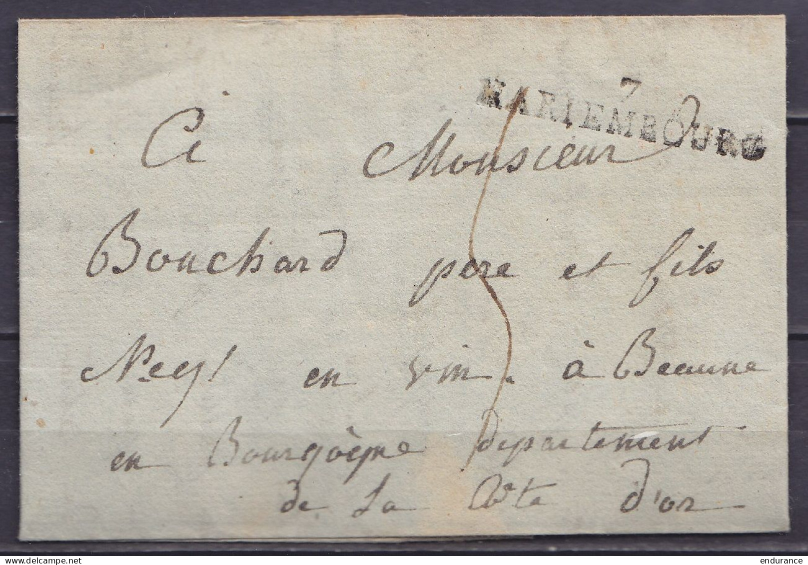 L. Datée 24 Août 1806 De FRASNES Pour Négociant En Vins à BEAUNE Côte D'Or - Griffe "7 / MARIEMBOURG" - Port "5" - 1794-1814 (Französische Besatzung)