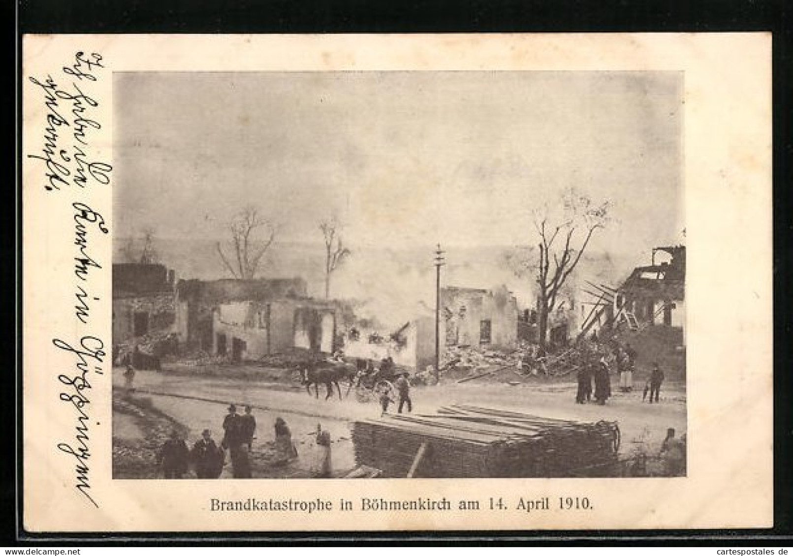 AK Böhmenkirch, Brandkatastrophe Am 14.04.1910, Schaulustige  - Catastrophes