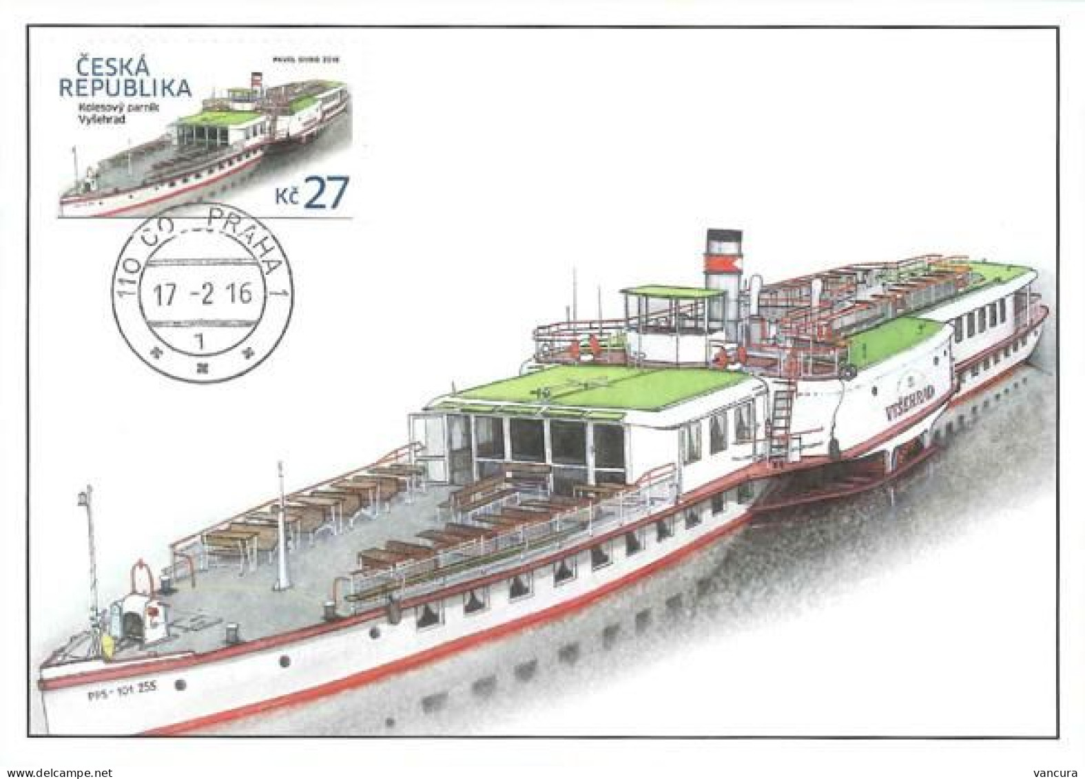 CM 877 Czech Republic  Vysehrad Paddle Steamer 2016 - Barche