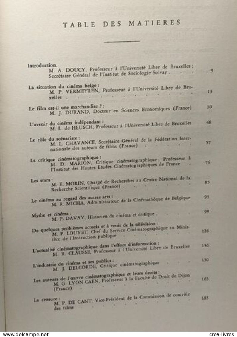 Le Cinéma Fait Social XXVIIe Semaine Sociale Universitaire Du 20 Au 25 Avril 1959 - Kino/Fernsehen