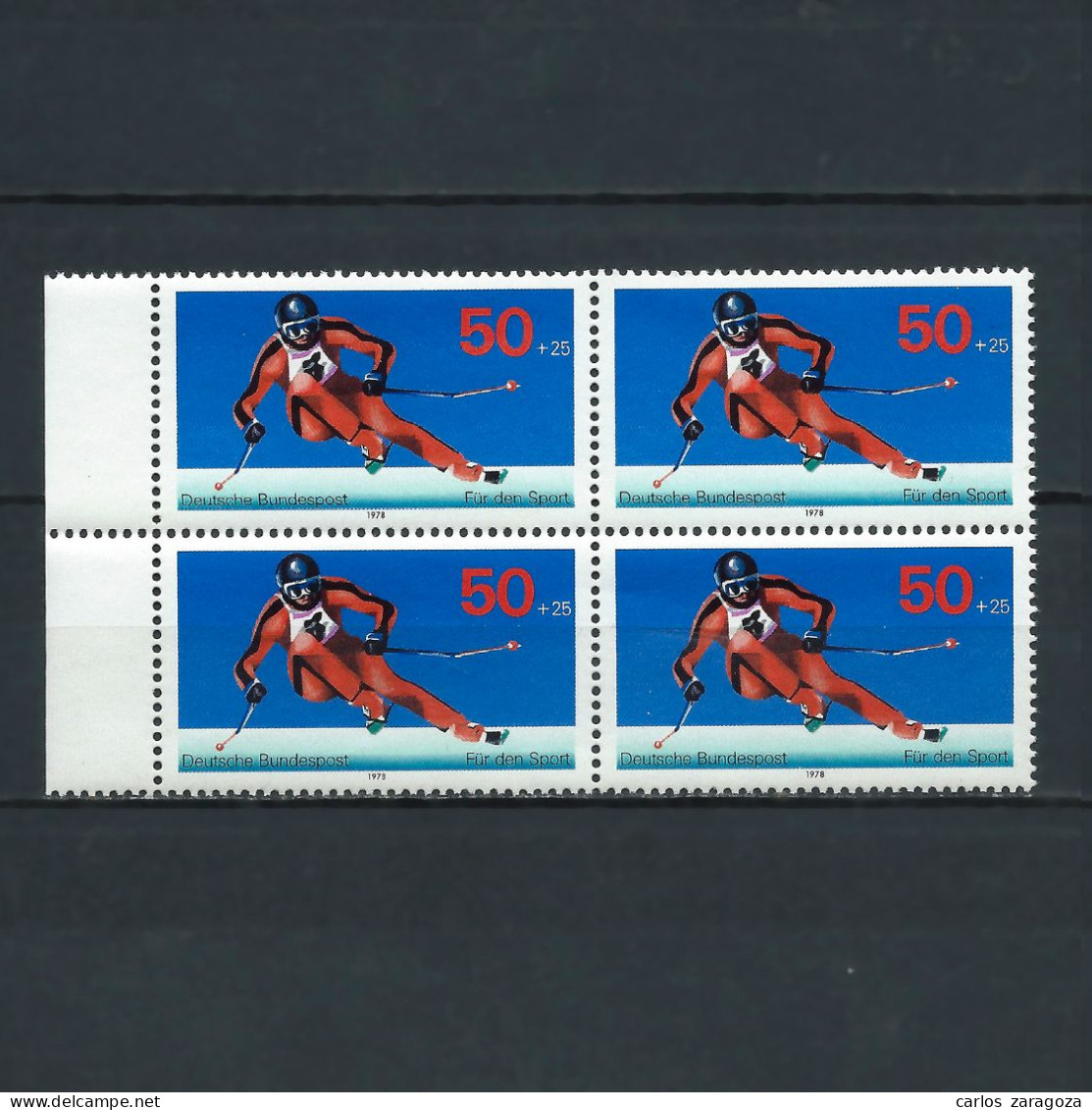 ALEMANIA 1978. Deporte: Esquí. Mi 958,YT 805,SG #1848,Sc B547. GERMANY Ski. Block X4 MNH Stamps - Nuovi