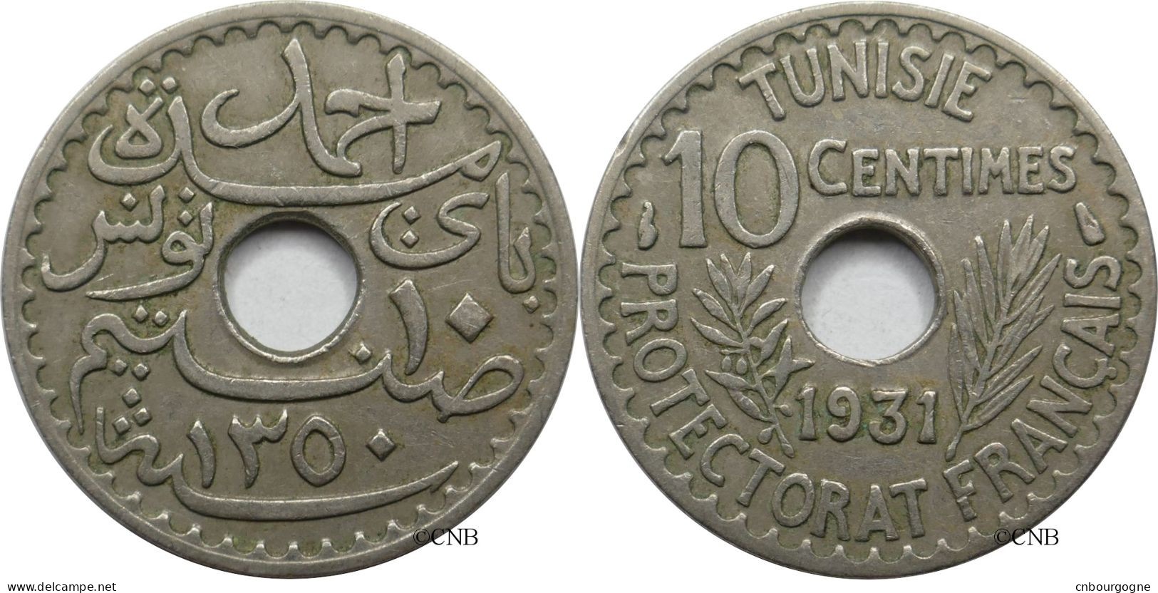 Tunisie - Protectorat Français - Ahmed I Bey - 10 Centimes 1931-AH1350 - TTB/XF45 - Mon5568 - Tunisia