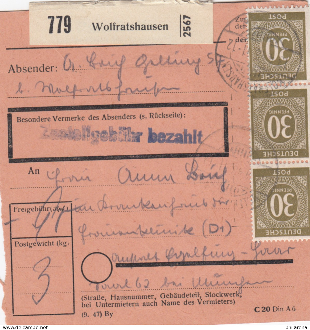 Paketkarte 1948: Wolfratshausen Nach Eglfing Haar - Storia Postale