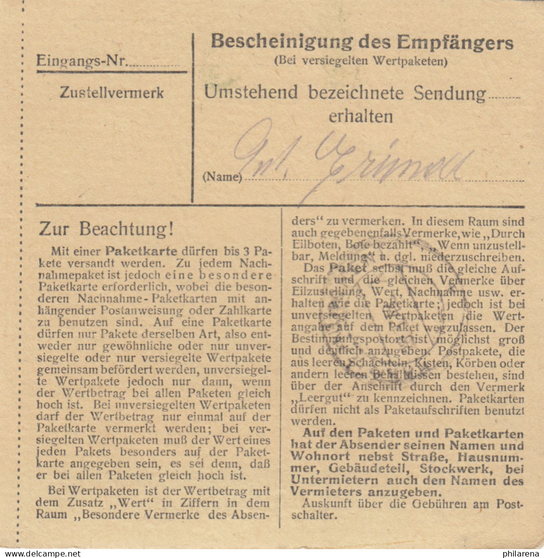 Paketkarte 1948: Pirach Frabertsham Nach Eglfing, Heilanstalt - Storia Postale
