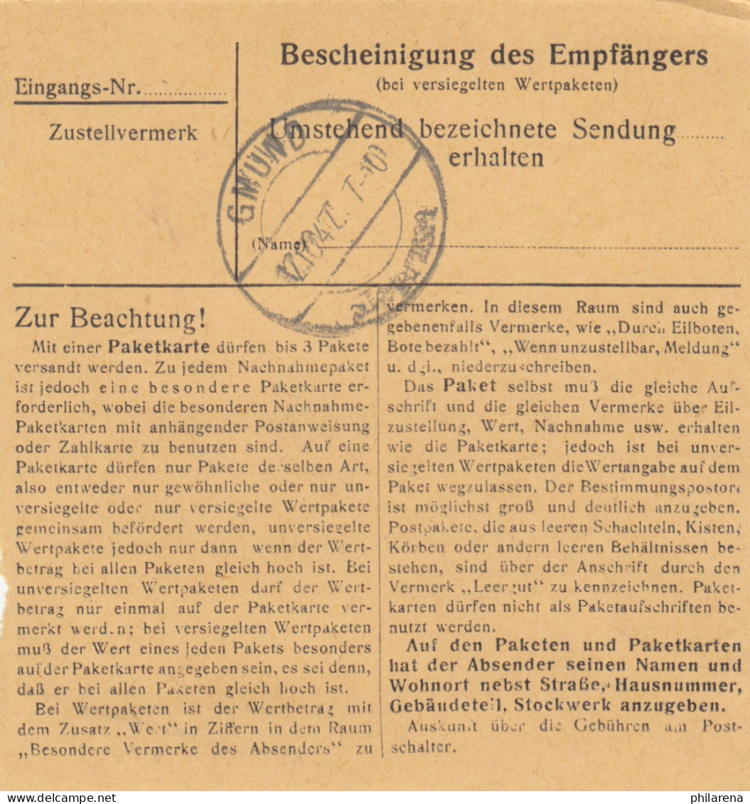Paketkarte 1947: Leeder, Sattlermeister Nach Gmund, Postsek. Witwe - Storia Postale