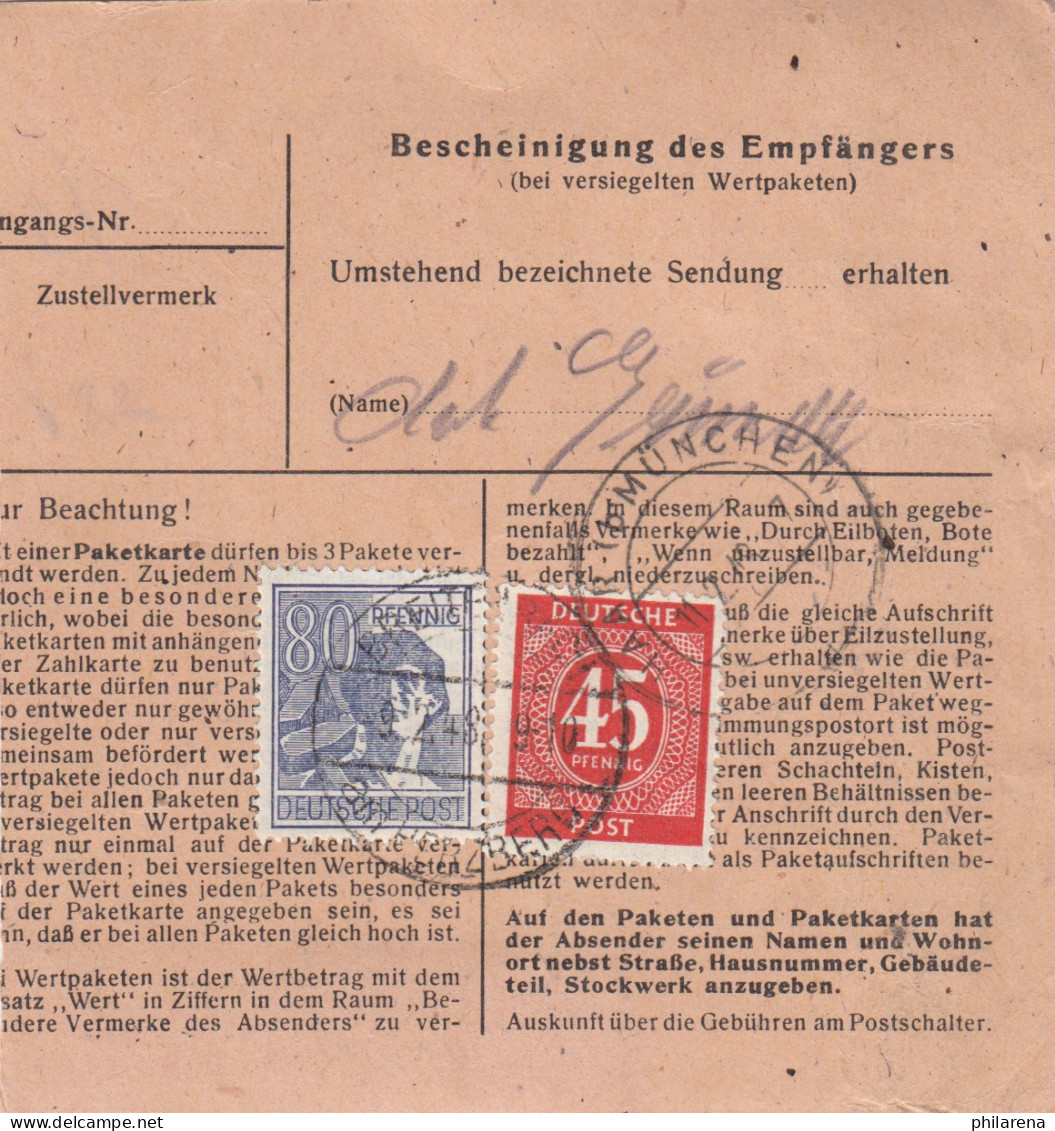 Paketkarte 1948: Breitenbach Am Herzberg Nach Haar - Storia Postale
