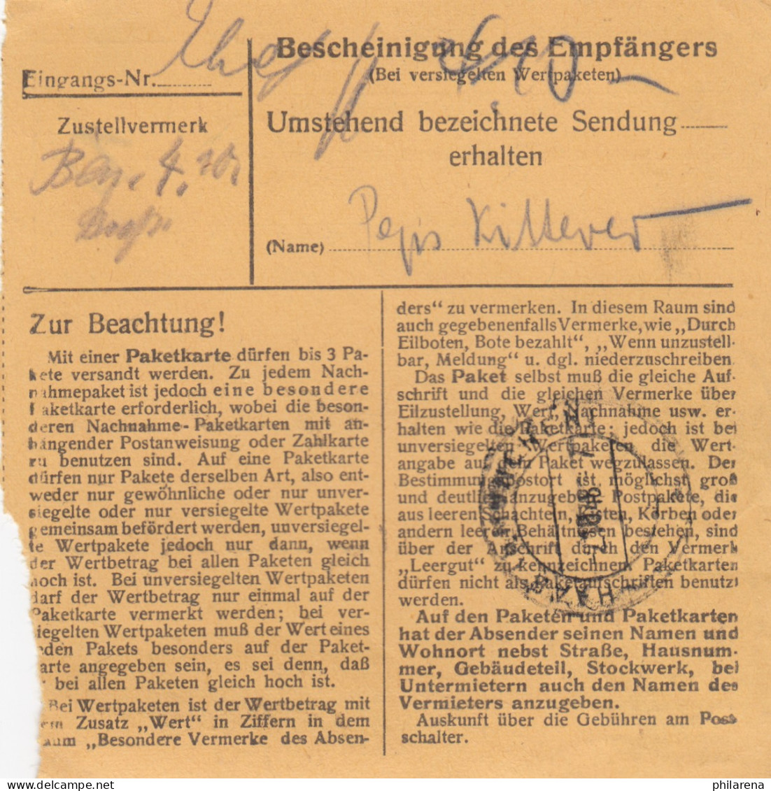 BiZone Paketkarte 1948: Rain (Lech) Nach Haar - Storia Postale