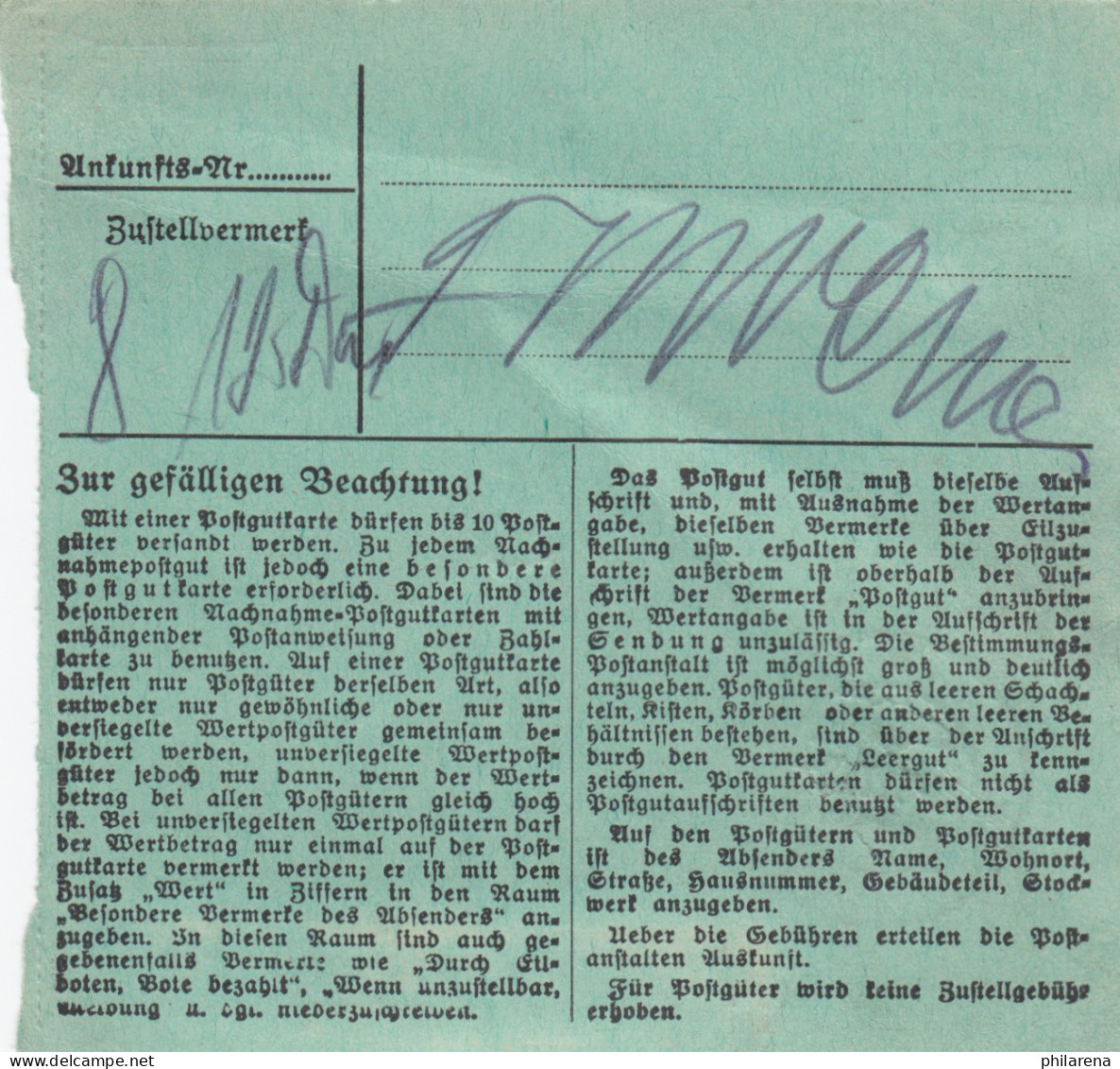 BiZone Paketkarte 1948 : Kirchheim Teck, Selbstb., Notopf., Nachg., Bes. Formul. - Storia Postale