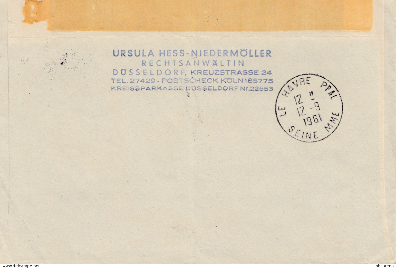 Frankreich: 1961: Brief Aus Düsseldorf Nach Le Havre - Autres & Non Classés